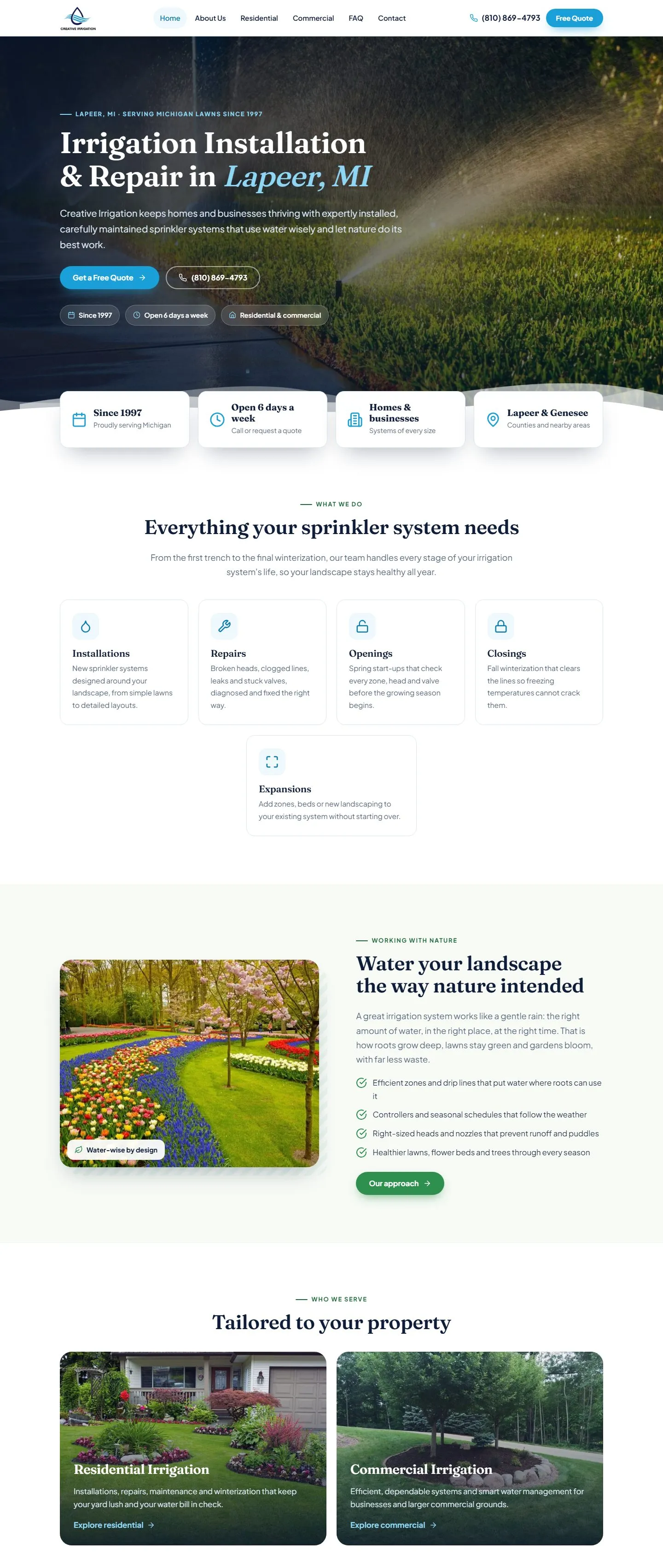 The Creative Irrigation home page